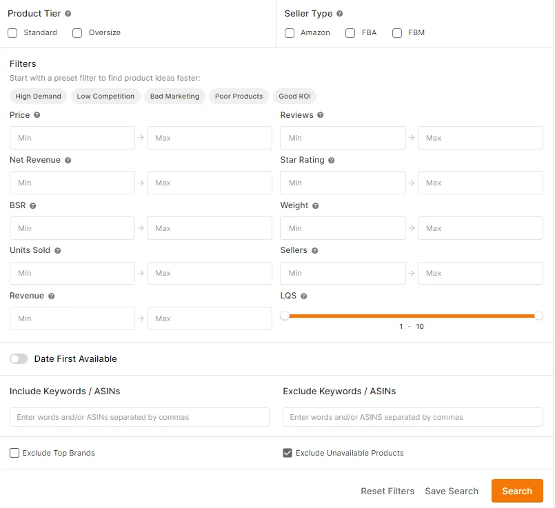 Set your search filters Set your search filters