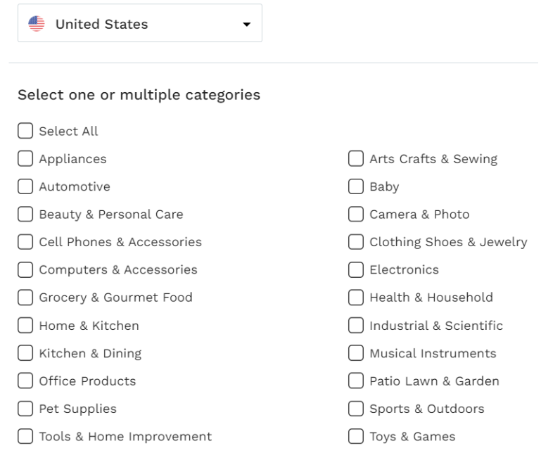 Select The Main Categories